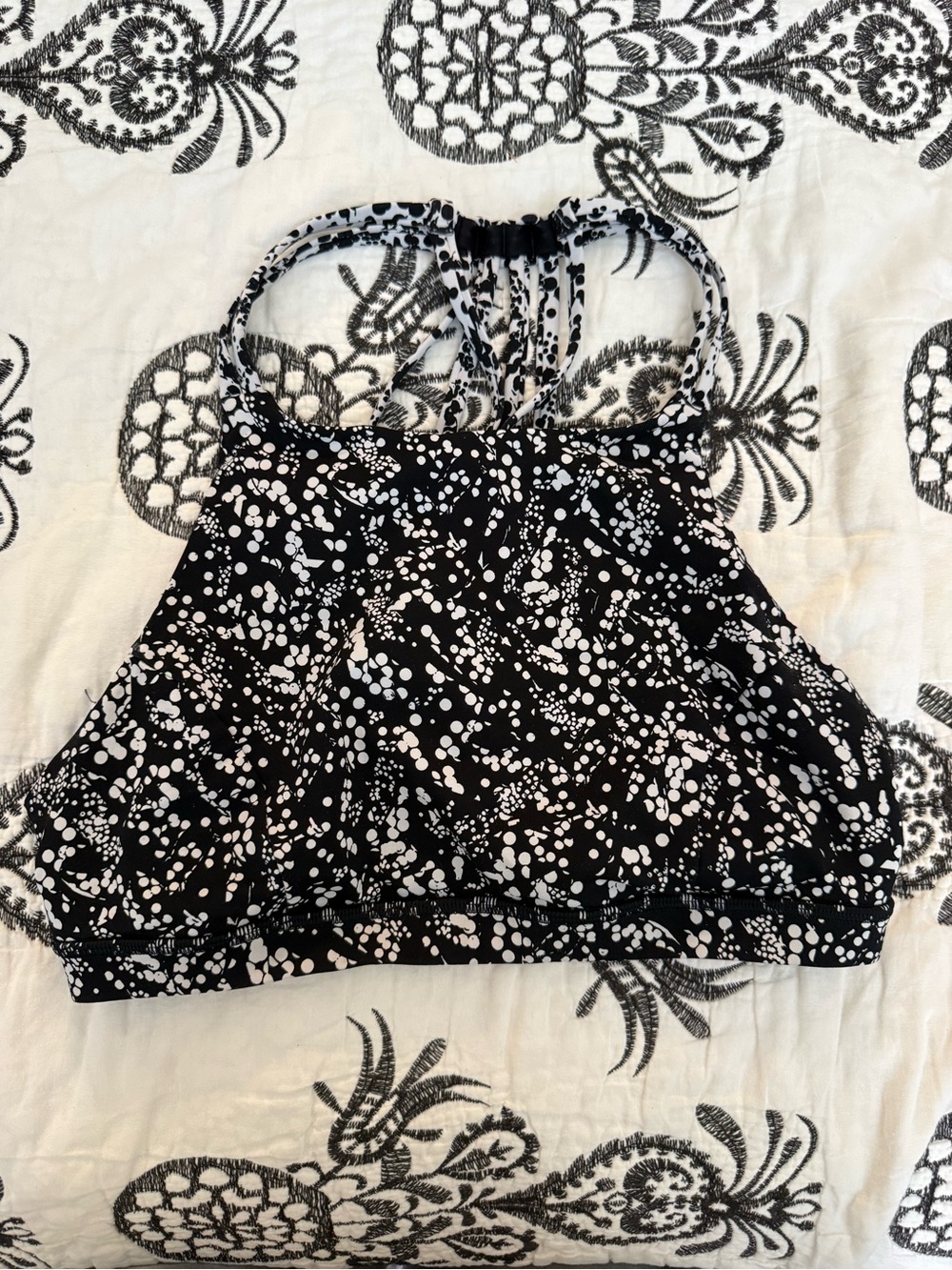 lululemon athletica Black and White Printed Halter Sports Bra